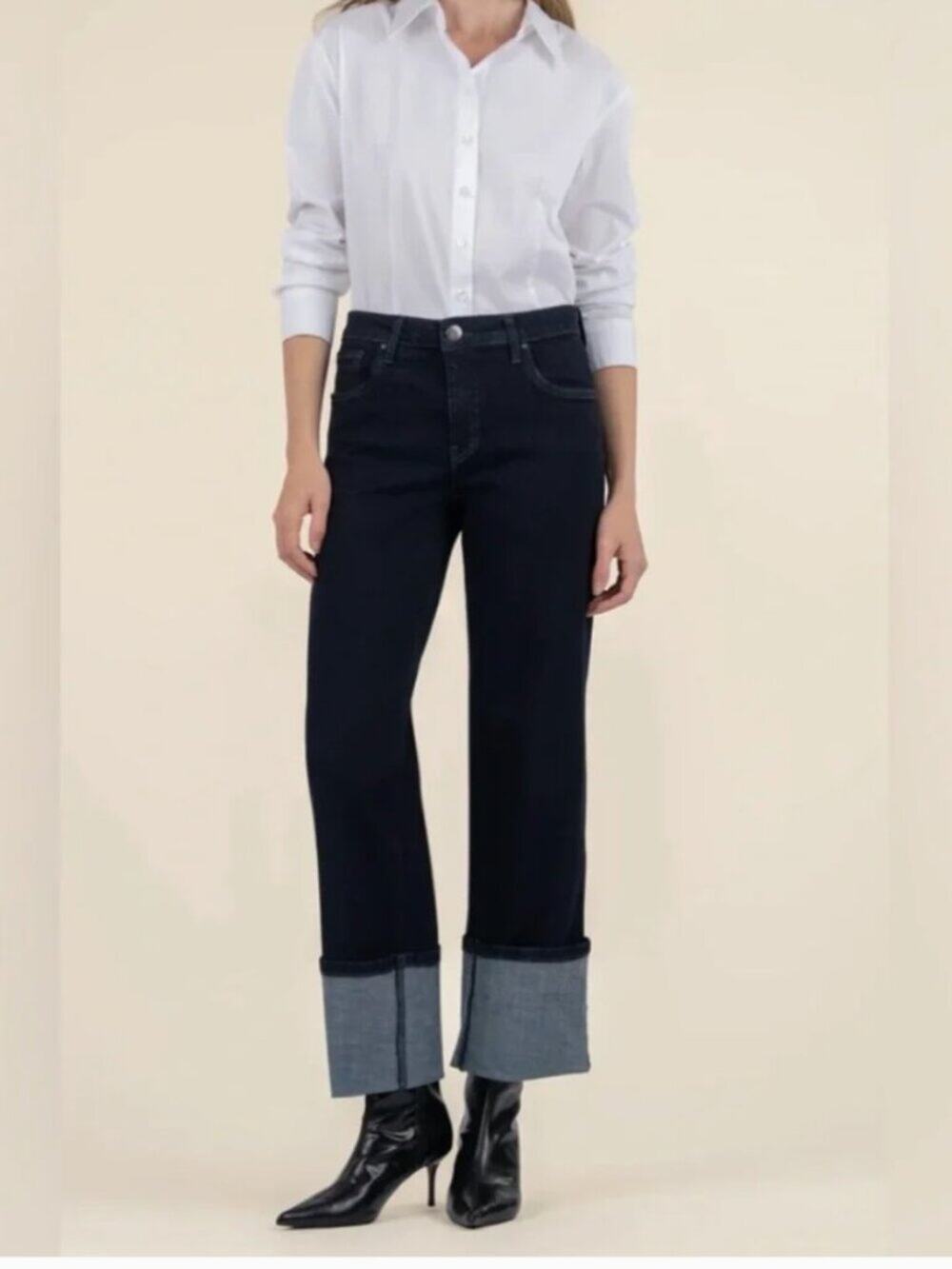 Kut from the Kloth Charlotte High Rise Jeans with Roll Up Cuffs Size 14